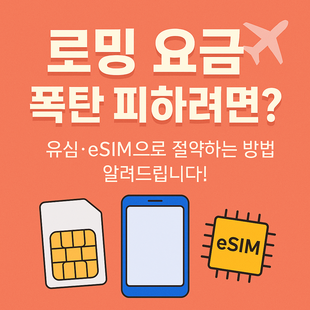 실시간 비교된 eSIM과 유심 요금으로 여행 전에 통신비를 아끼는 꿀팁 제공.