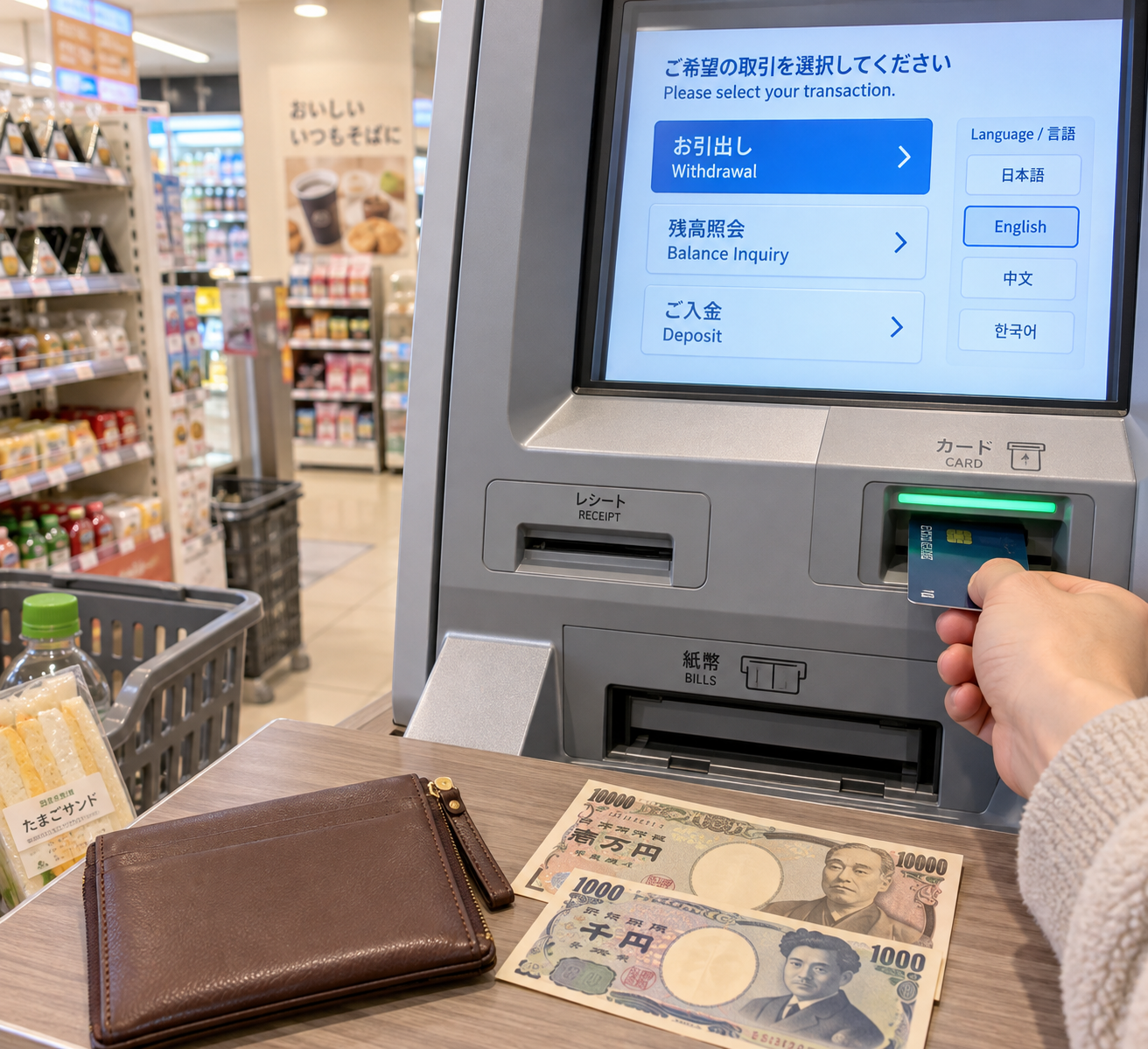 세븐은행 ATM 해외카드 엔화 인출