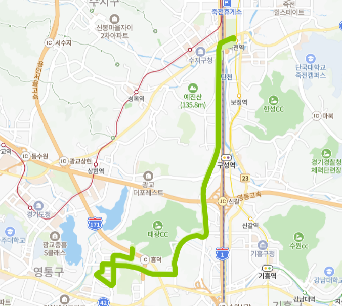 용인-58-1번-버스-노선-지도