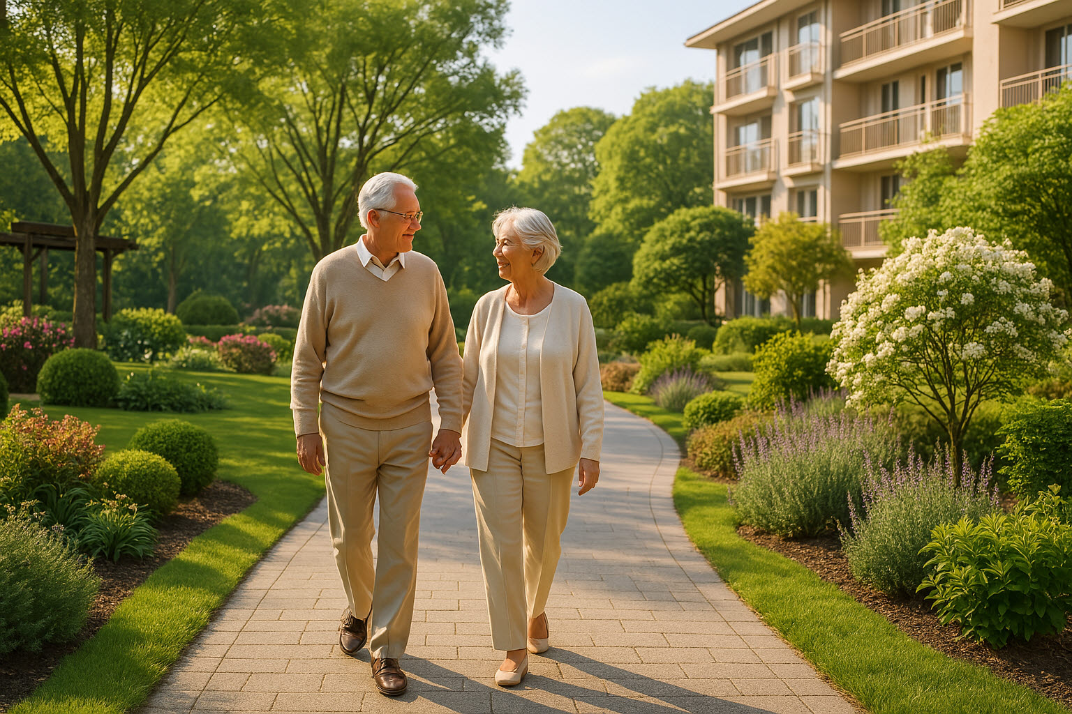 실버타운에서 산책하는 이미지