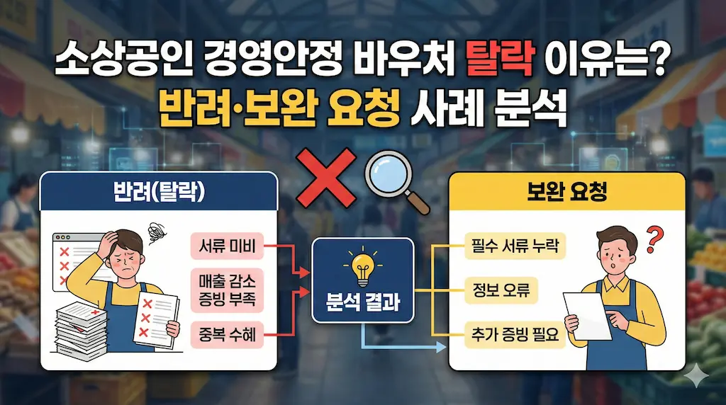 소상공인 경영안정 바우처 탈락 이유는? 반려·보완 요청 사례 분석