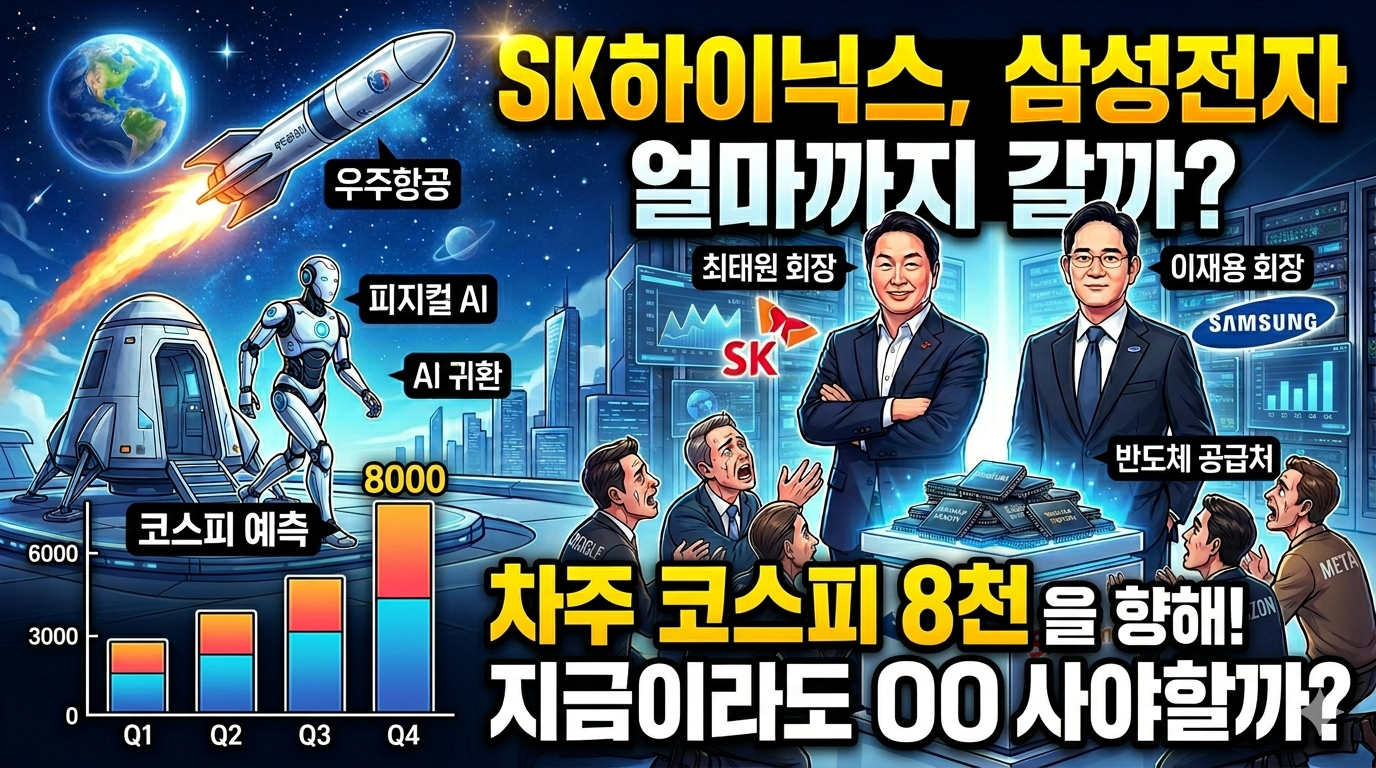코스피&nbsp;8천피를&nbsp;향해,&nbsp;삼성전자&nbsp;SK하이닉스&nbsp;지금이라도&nbsp;사야할까,&nbsp;피지컬AI&nbsp;탑픽은?