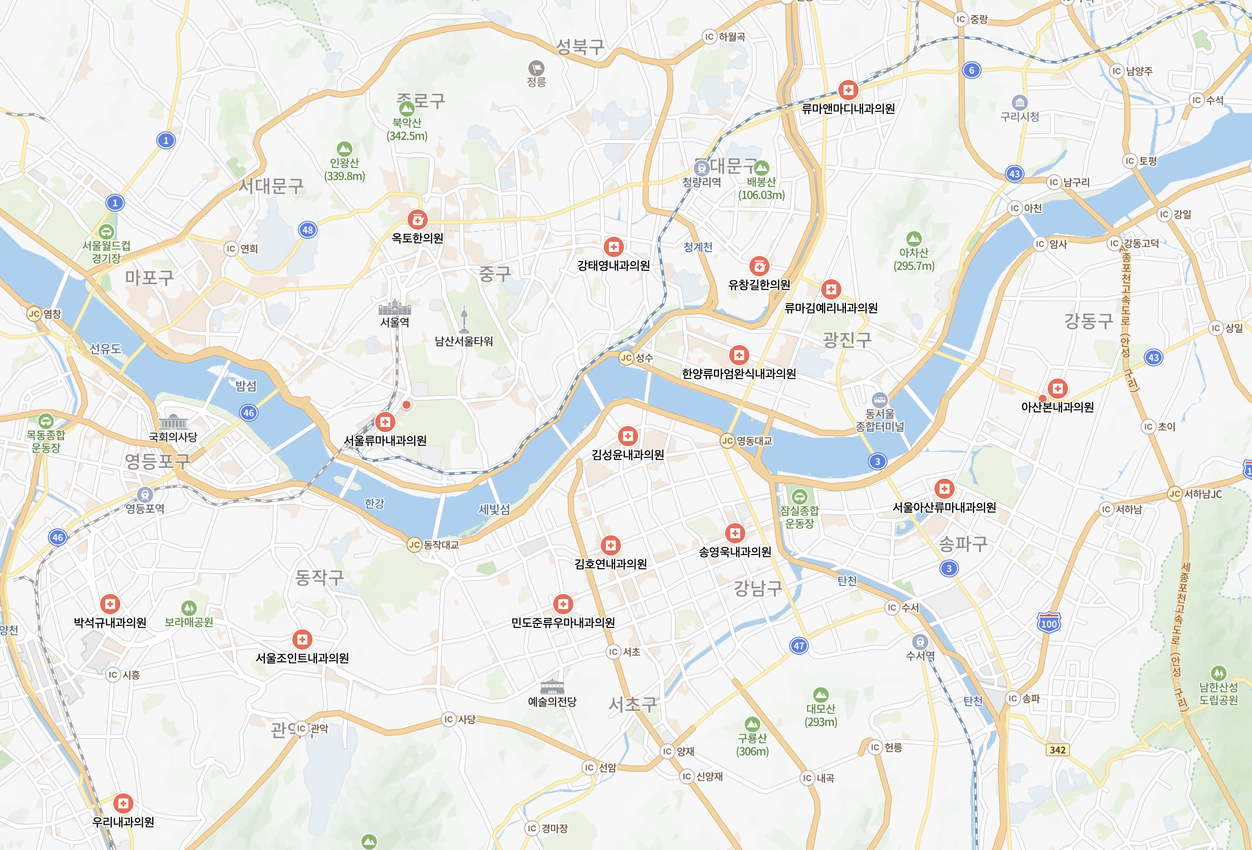 류마티스 관절염 전문병원 위치