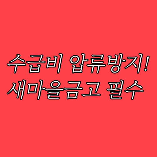 압류 걱정 없는 수급비 관리 새마을금..