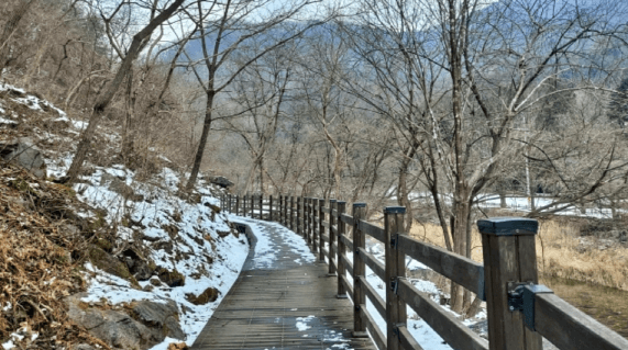 산림청 명품숲길 겨울 트레킹 : 연인산 명품 계곡길 코스&middot;주차&middot;팁