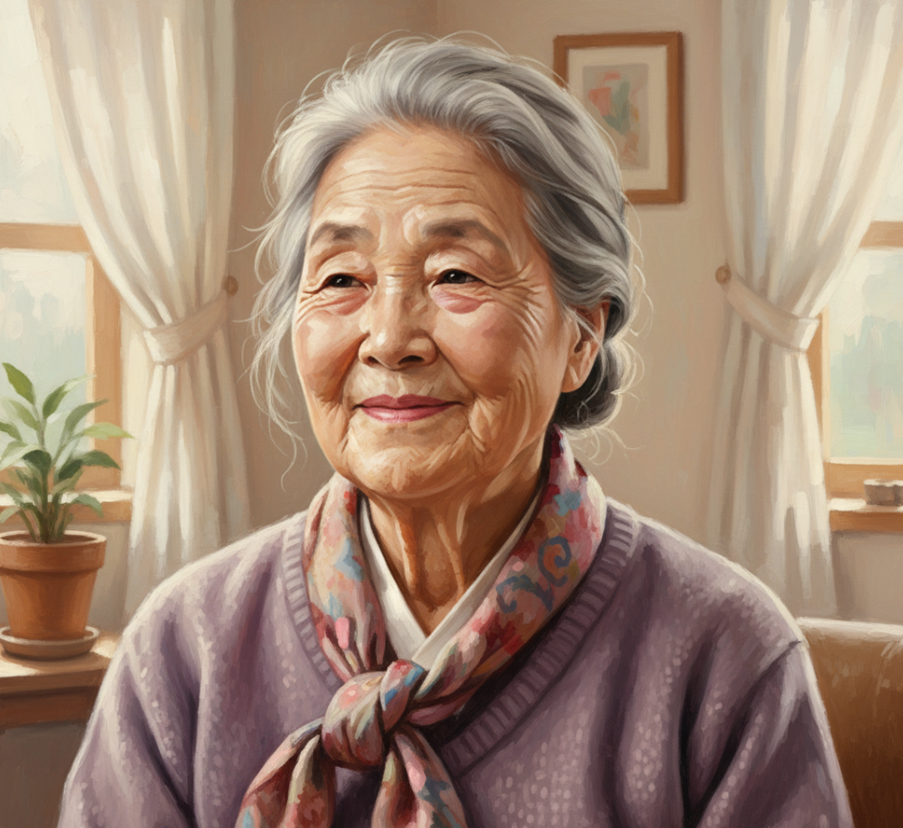 웃고 있는 치매 어르신