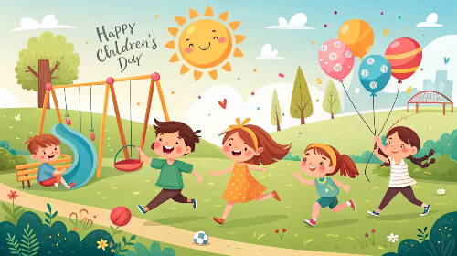 놀이터-뛰어노는어린이들-풍선