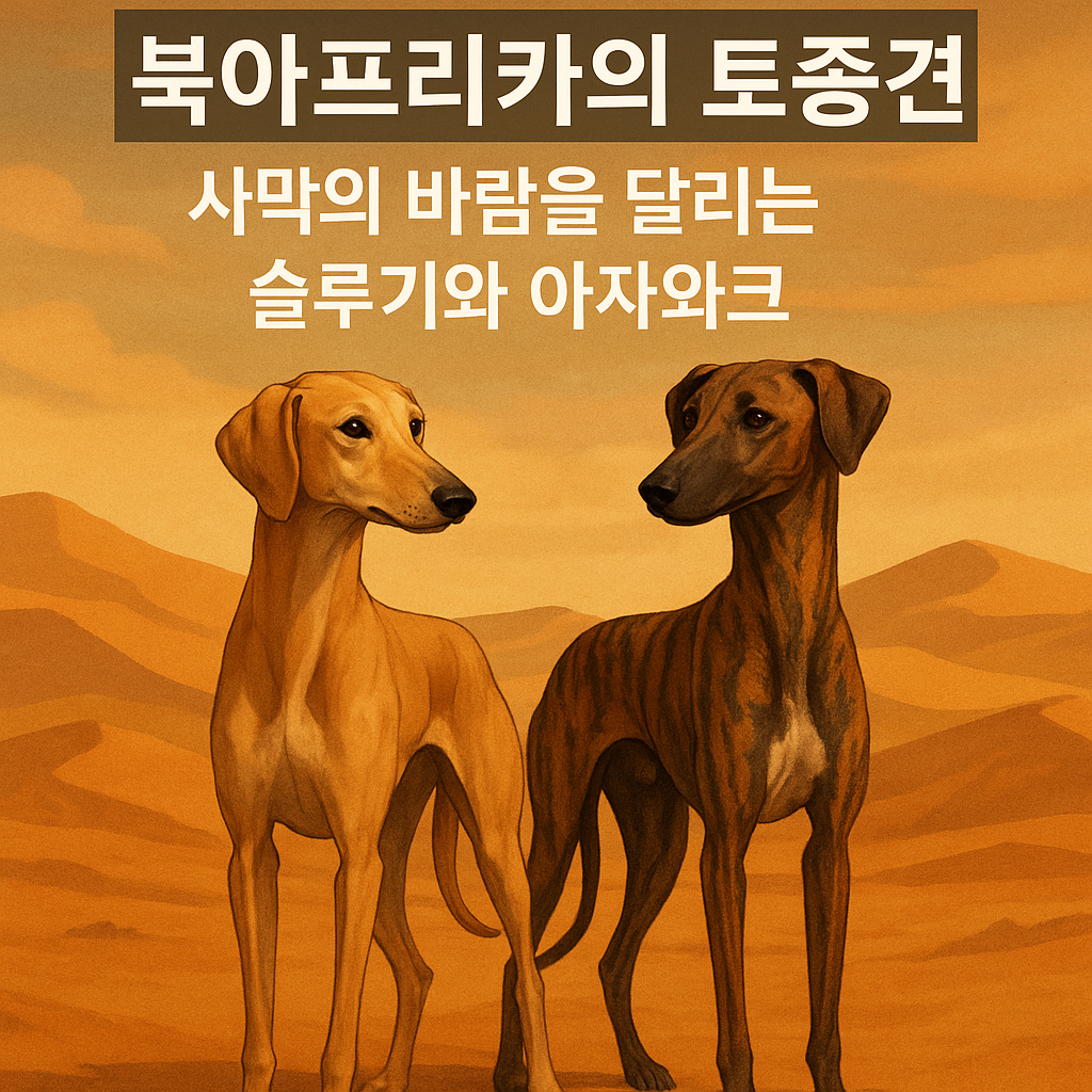 북아프리카의 토종견 이미지 – 사막의 바람을 달리는 슬루기와 아자와크