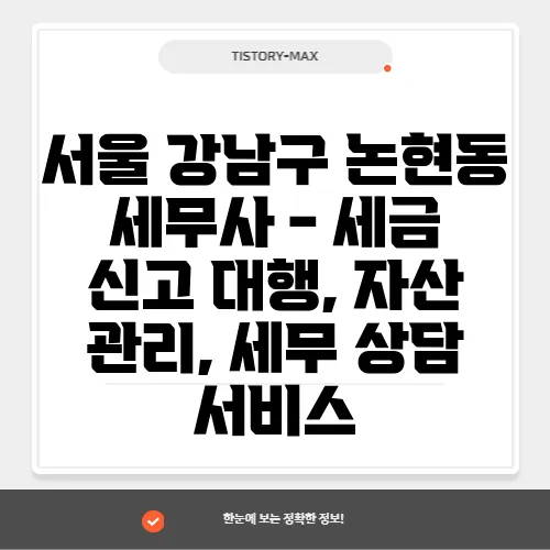 서울 강남구 논현동 세무사 - 세금 신고 대행, 자산 관리, 세무 상담 서비스