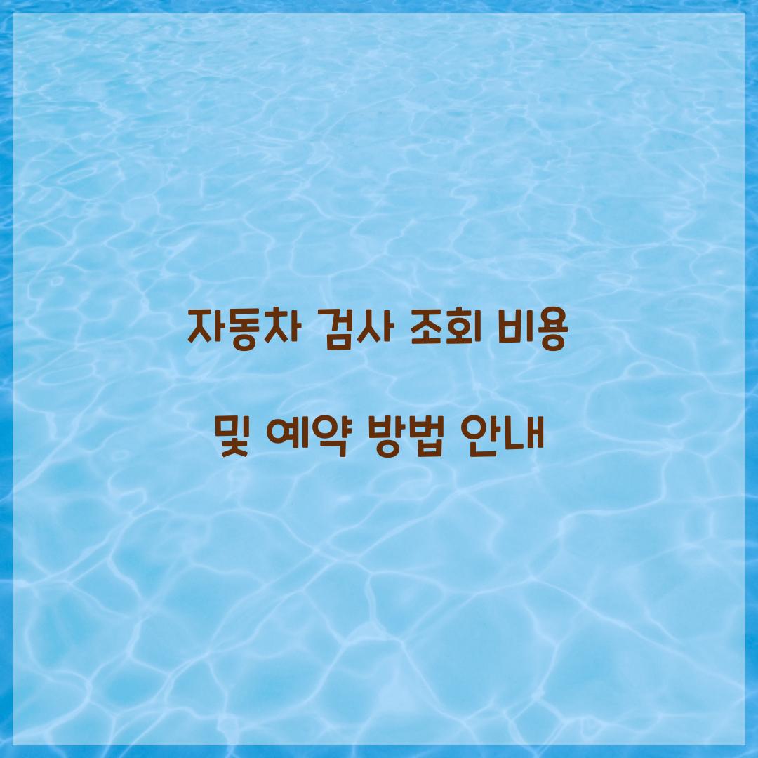 자동차 검사 조회 비용