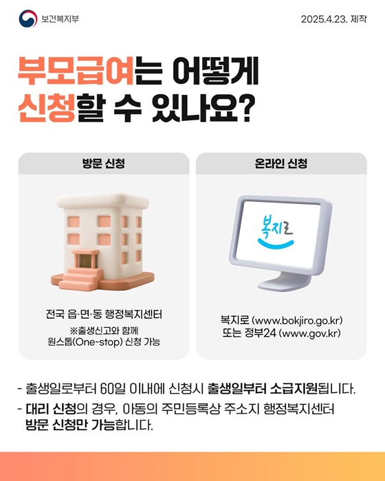 부모급여 신청 방법
