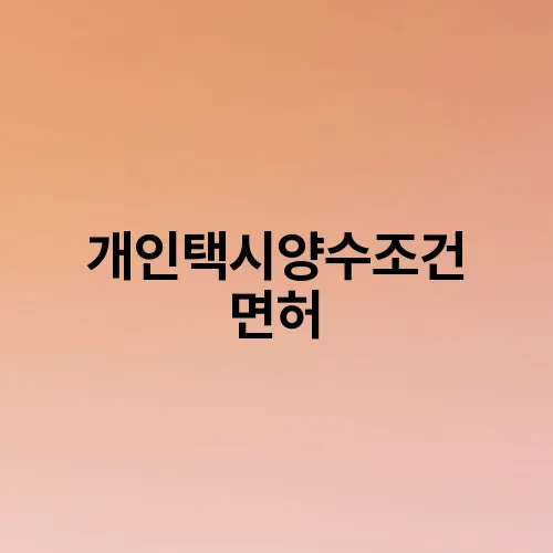 개인택시양수조건 면허