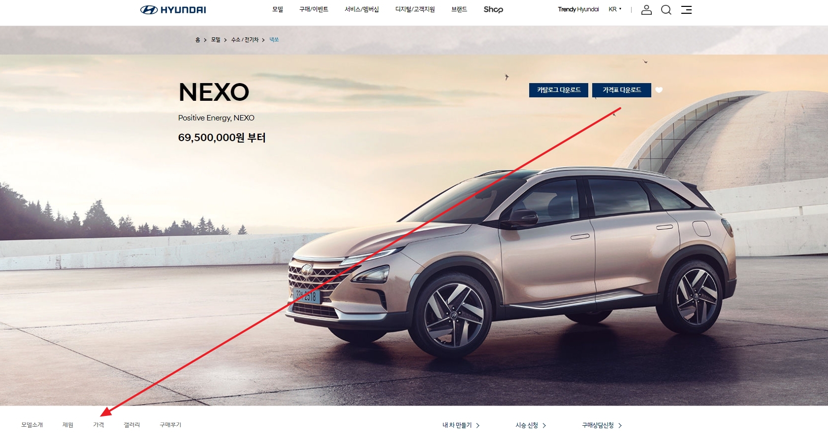 넥쏘 전체 가격표 및 상세 옵션 안내 문서