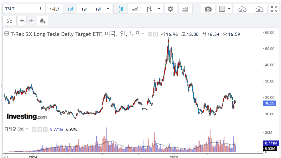 티렉스 2X 롱 테슬라 데일리 타깃