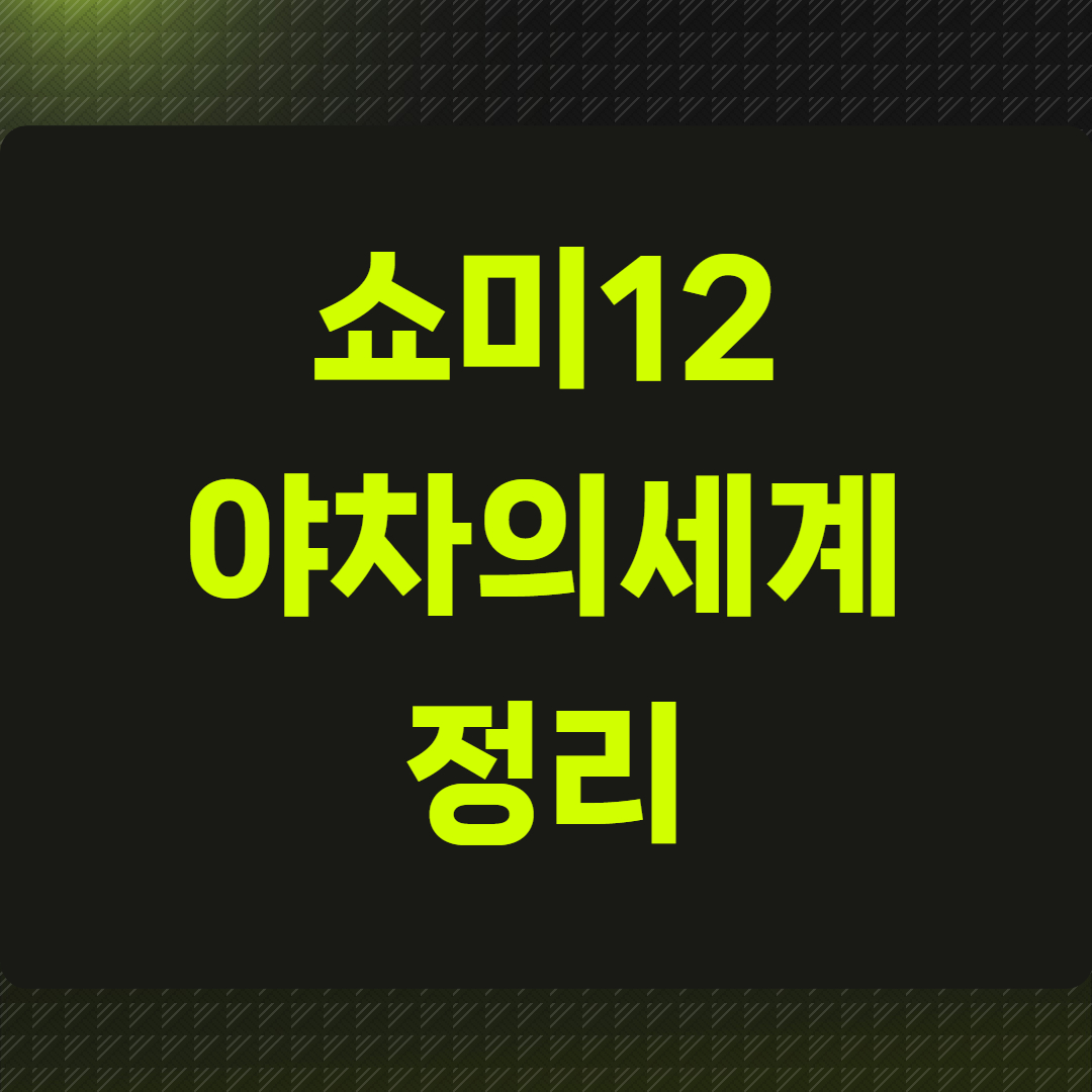 쇼미12 야차의세계 정리