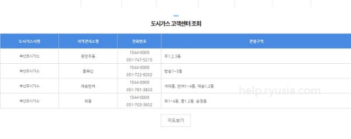 부산 도시가스 고객센터 전화번호, 관할구역
