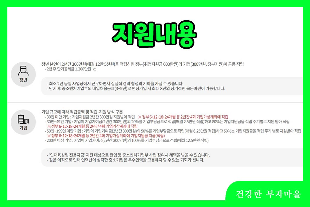 청년 내일채움공제 - 지원내용