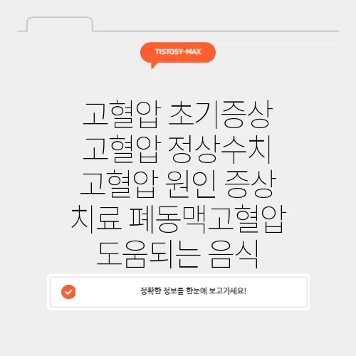 고혈압 초기증상 고혈압 정상수치 고혈압 원인 증상 치료 폐동맥고혈압 도움되는 음식