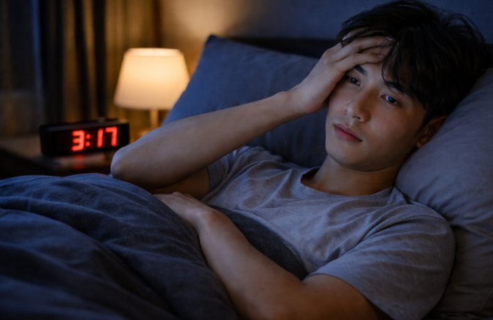 잠을 못자는 직장인 사진