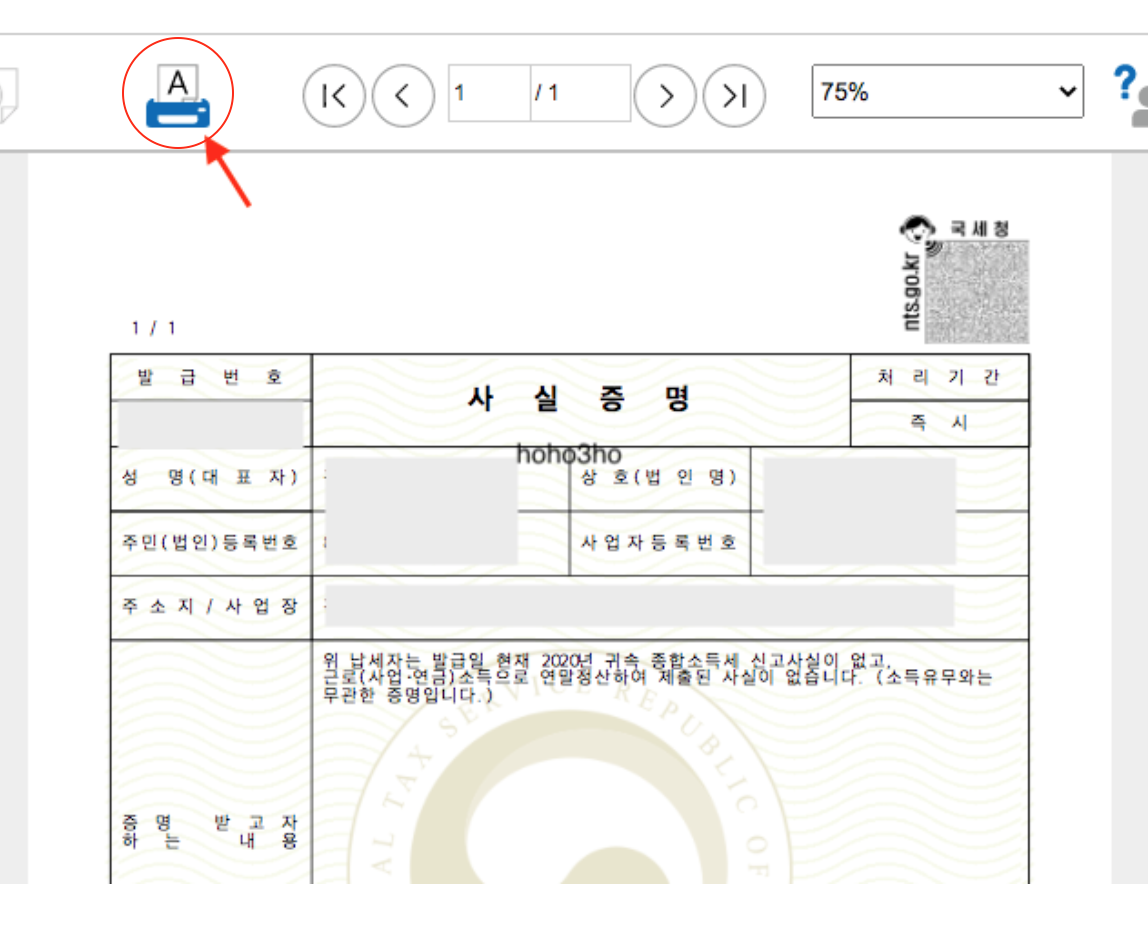 소득없음사실증명원 동사무소