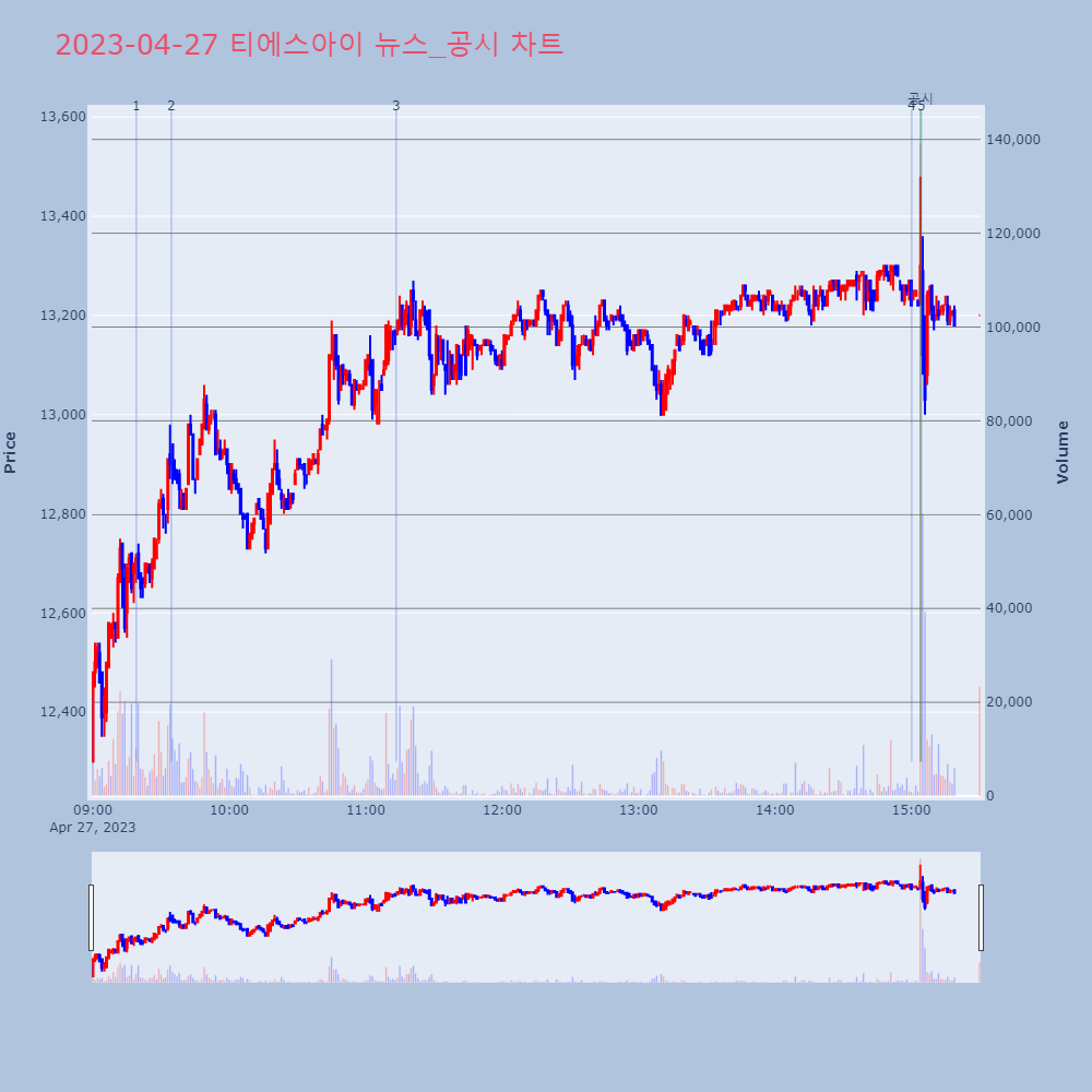 티에스아이_뉴스공시차트