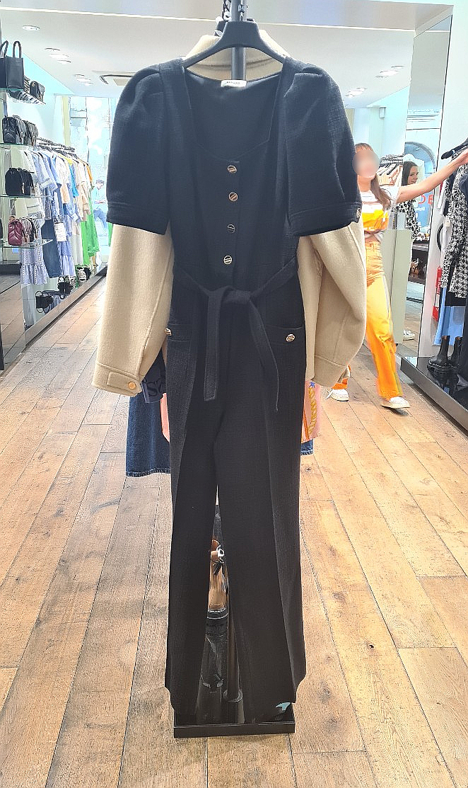 산드로 트위드 벨트 점프슈트