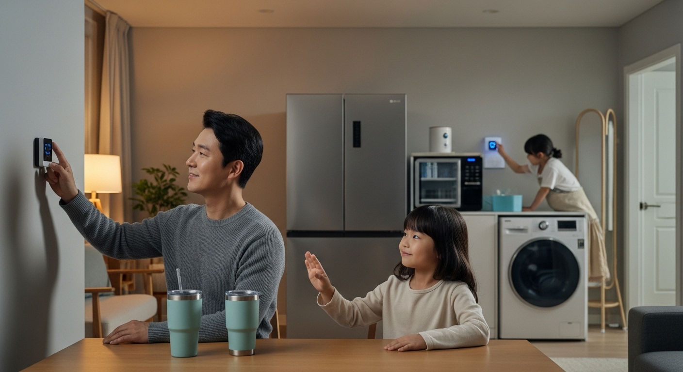 a Korean family practicing carbon neutrality at home