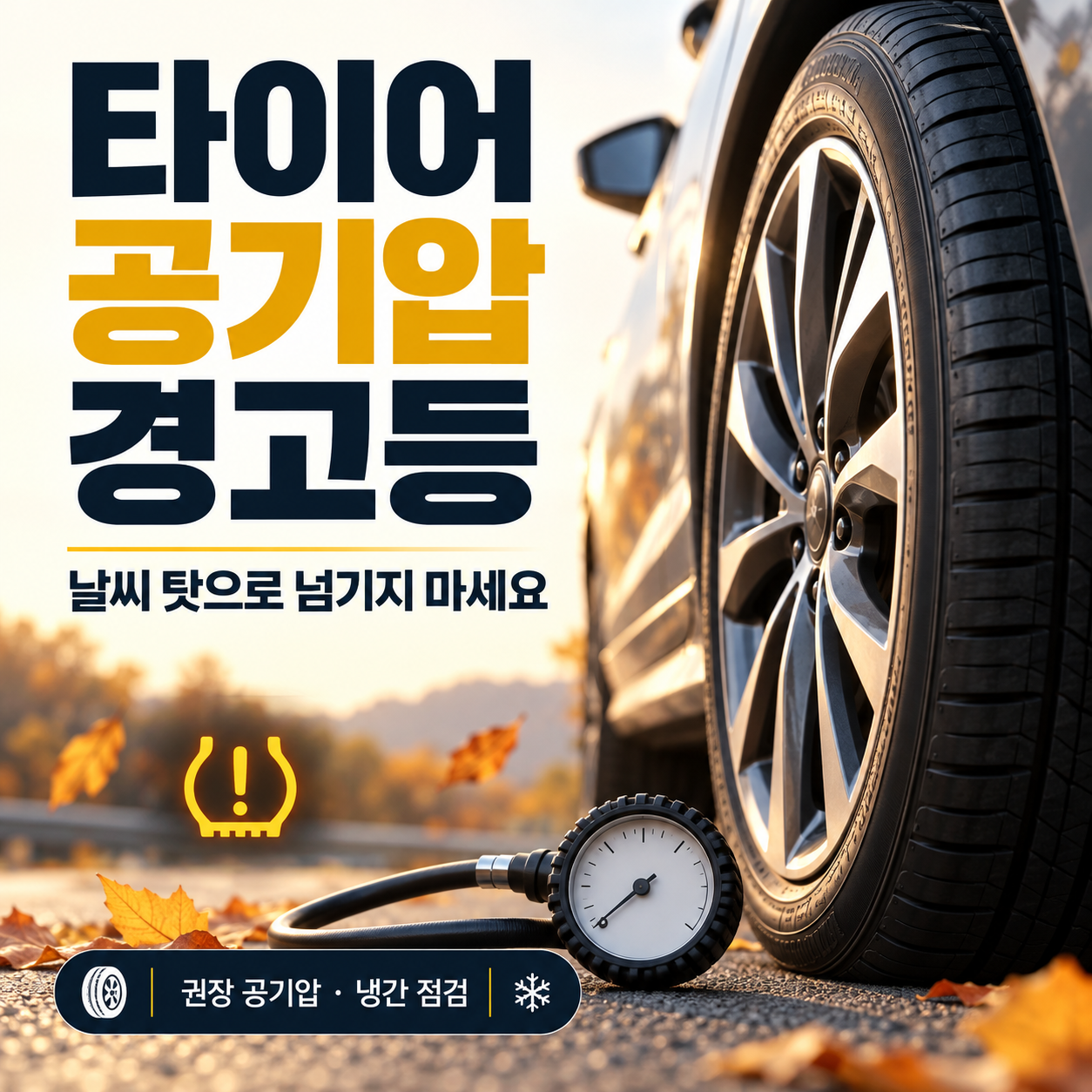 타이어 공기압 경고등과 권장 공기압, 냉간 점검 방법