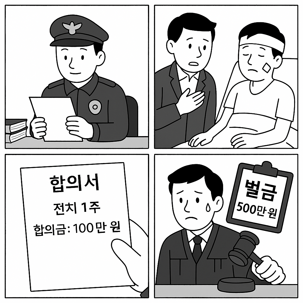 단순폭행 합의금 전치 1주·2주 금액과 형사처벌 기준, 전과 남는지까지 정리