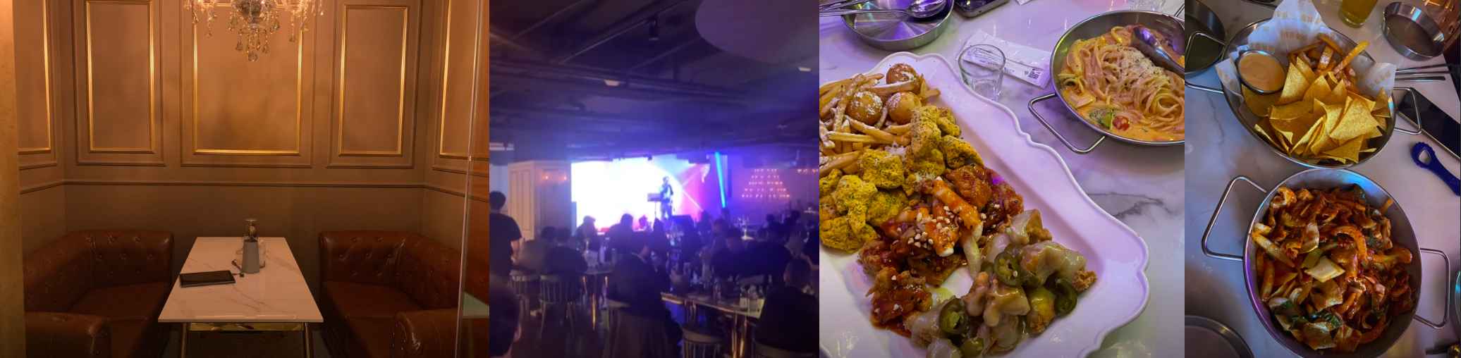 서울주막 강남역1호점의 내부 사진과 음식 사진.