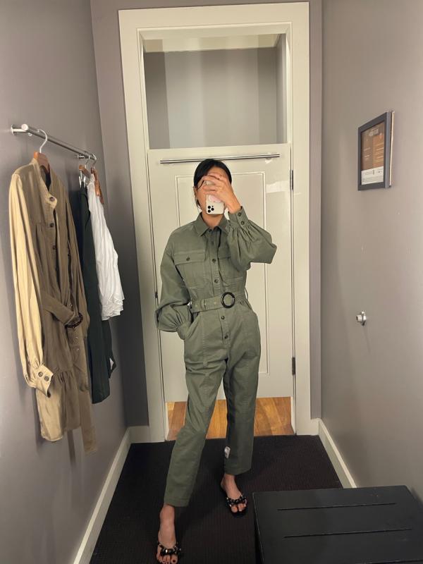 바나나리퍼블릭 코튼 카키 점프수트