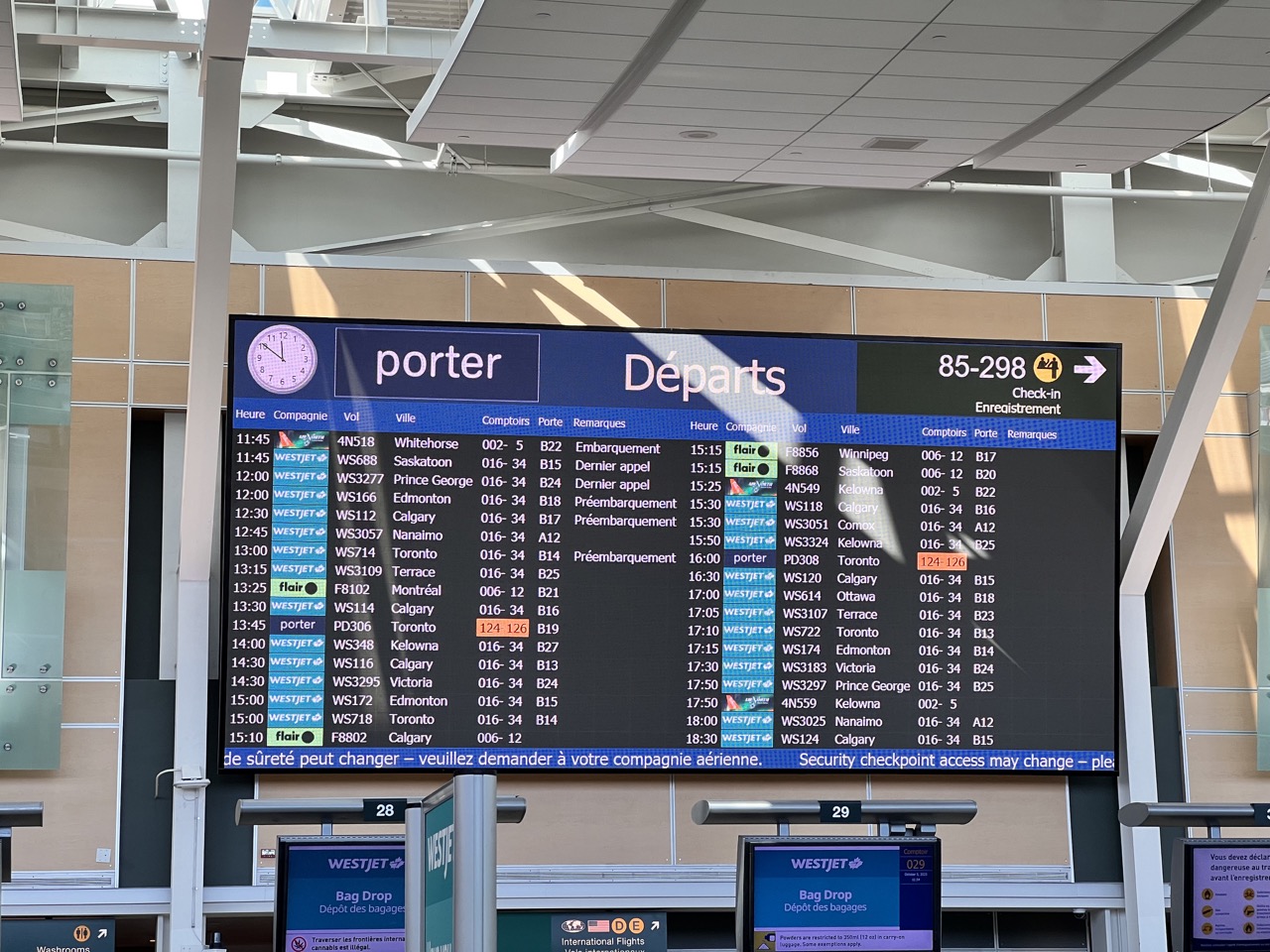 13:30분 캘거리공항으로 가는 웨스트젯 탑승 예정.