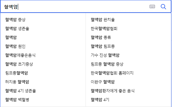 혈액암 연관 검색어