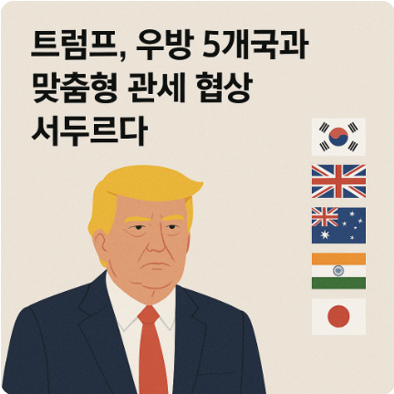 트럼프, 우방 5개국과 맞춤형 관세 협상 서두르다