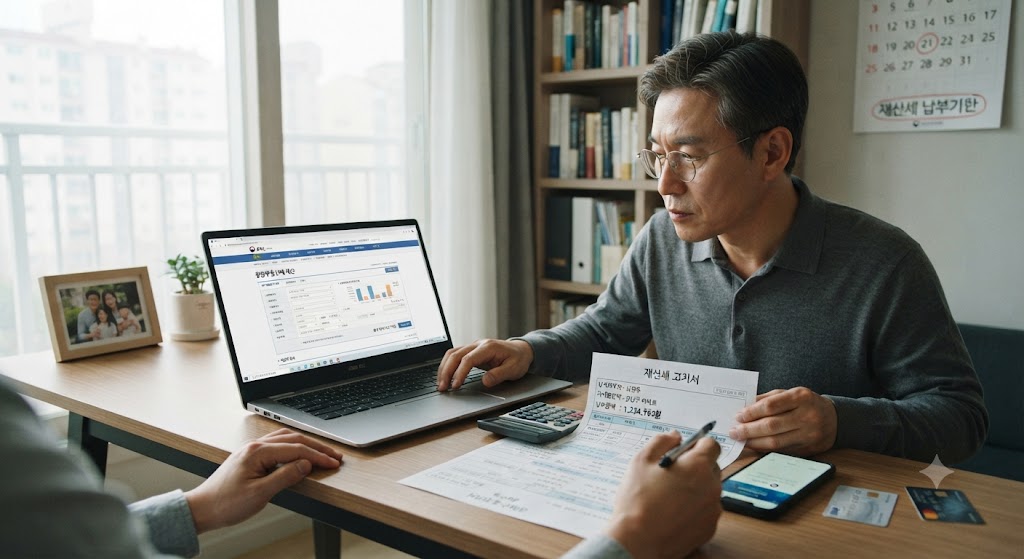 재산세 계산하는 모습