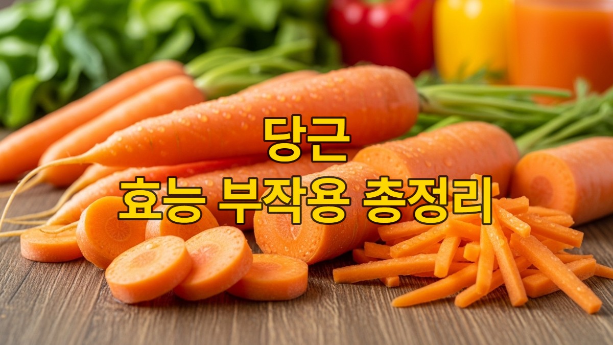 신선하고 주황빛이 선명한 당근들이 나무 테이블 위에 놓여 있는 모습, 건강하고 활기찬 느낌을 주는 이미지.