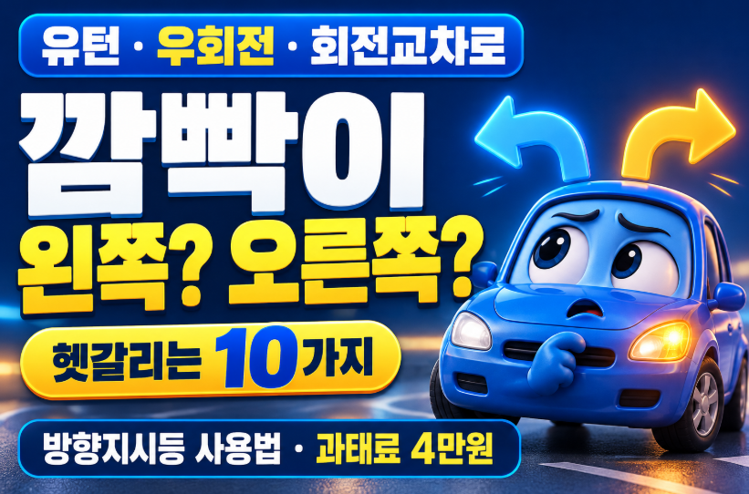 유턴&middot;우회전&middot;회전교차로 깜빡이 사용법｜왼쪽&middot;오른쪽 방향지시등&middot;과태료 4만원&middot;헷갈리는 10가지