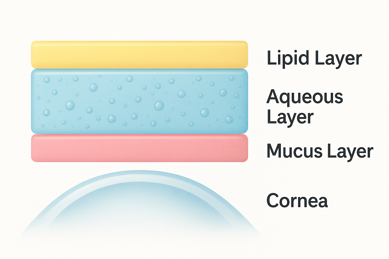 눈물의 세 가지 층을 설명하는 참조 일러스트