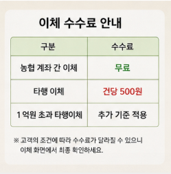 농협 인터넷뱅킹 이체 수수료 송금 한도
