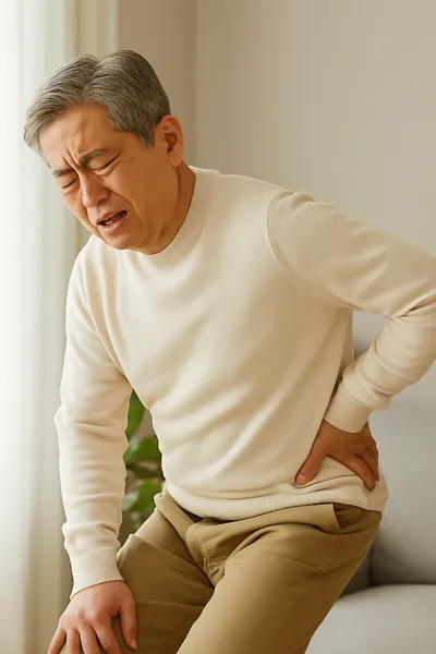 허리통증 호소하는 중년 남성