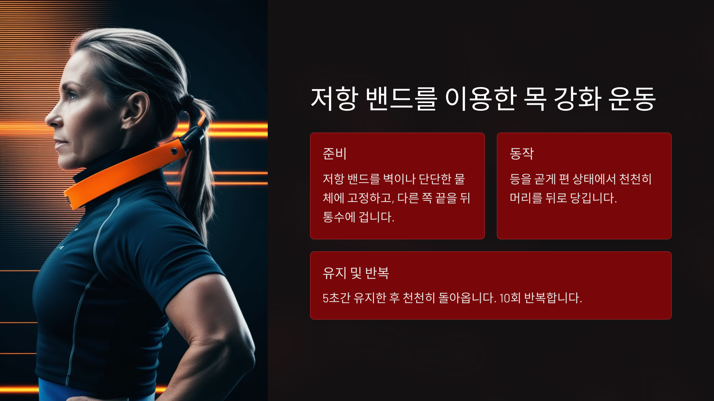 저항 밴드를 이용한 목 강화 운동