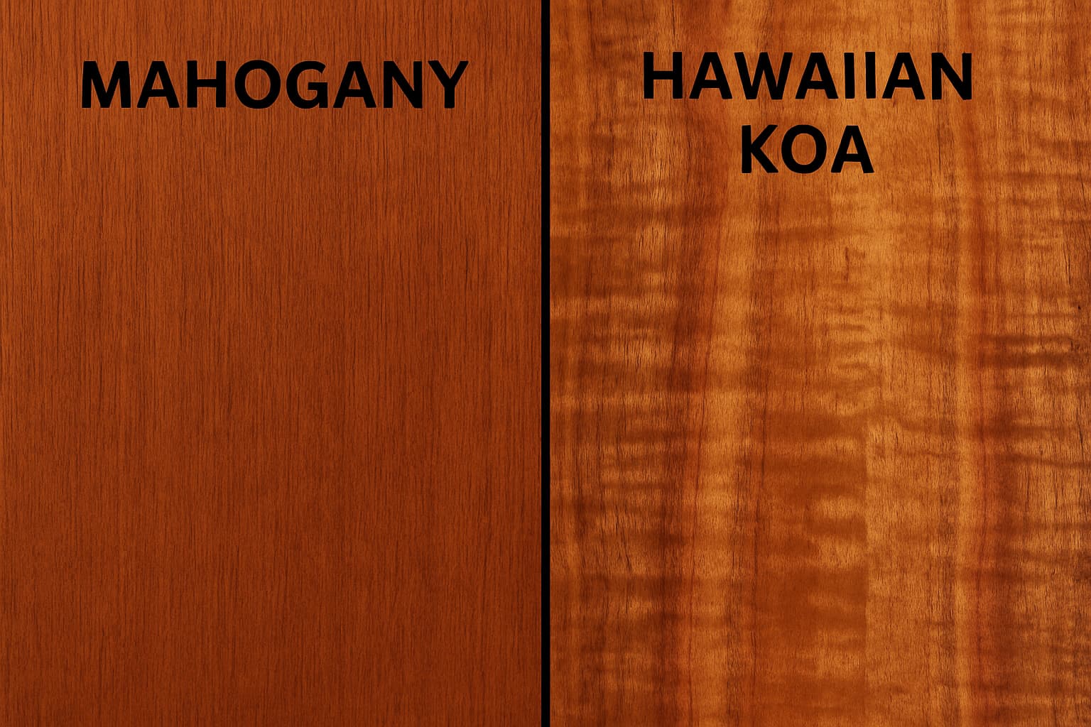 상판용 마호가니와 하와이안 코아의 비교