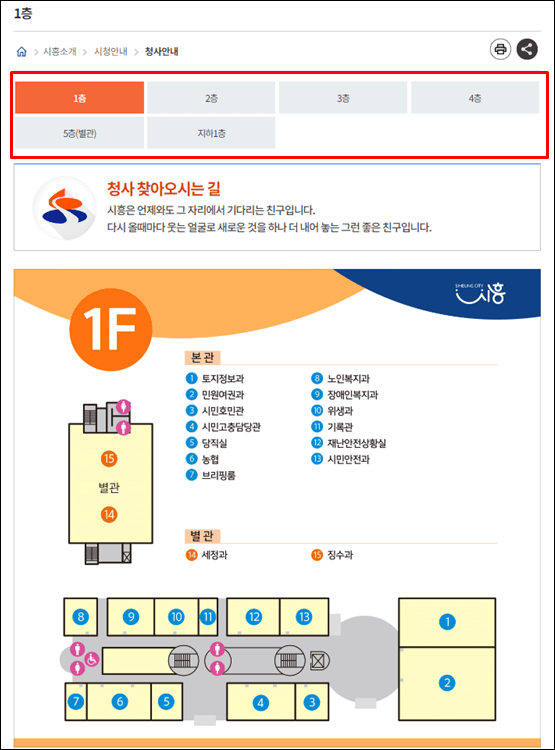 시흥시청-청사안내