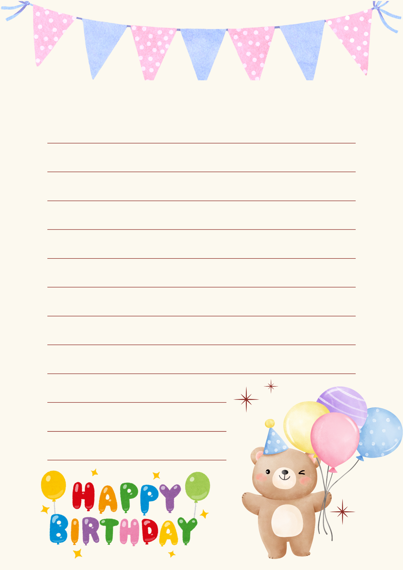 생일 편지지 무료 다운로드 PDF 파일 이미지