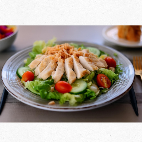 단호박찜과 닭가슴살 한 접시