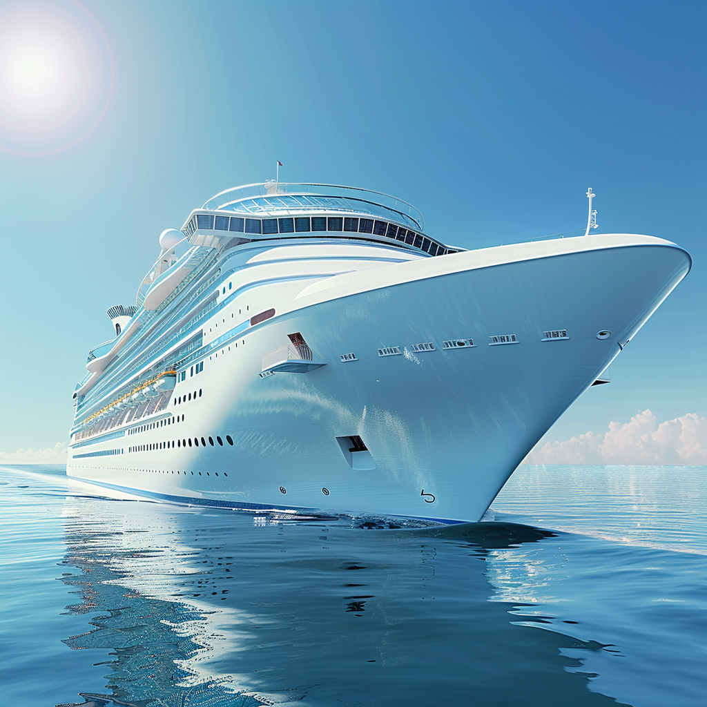 바다 위에 떠 있는 호화 여객선