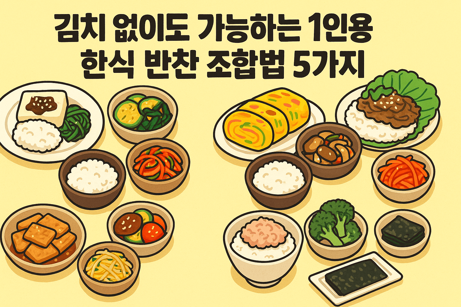 김치 없이도 가능한 1인용 한식 반찬 조합법 5가지