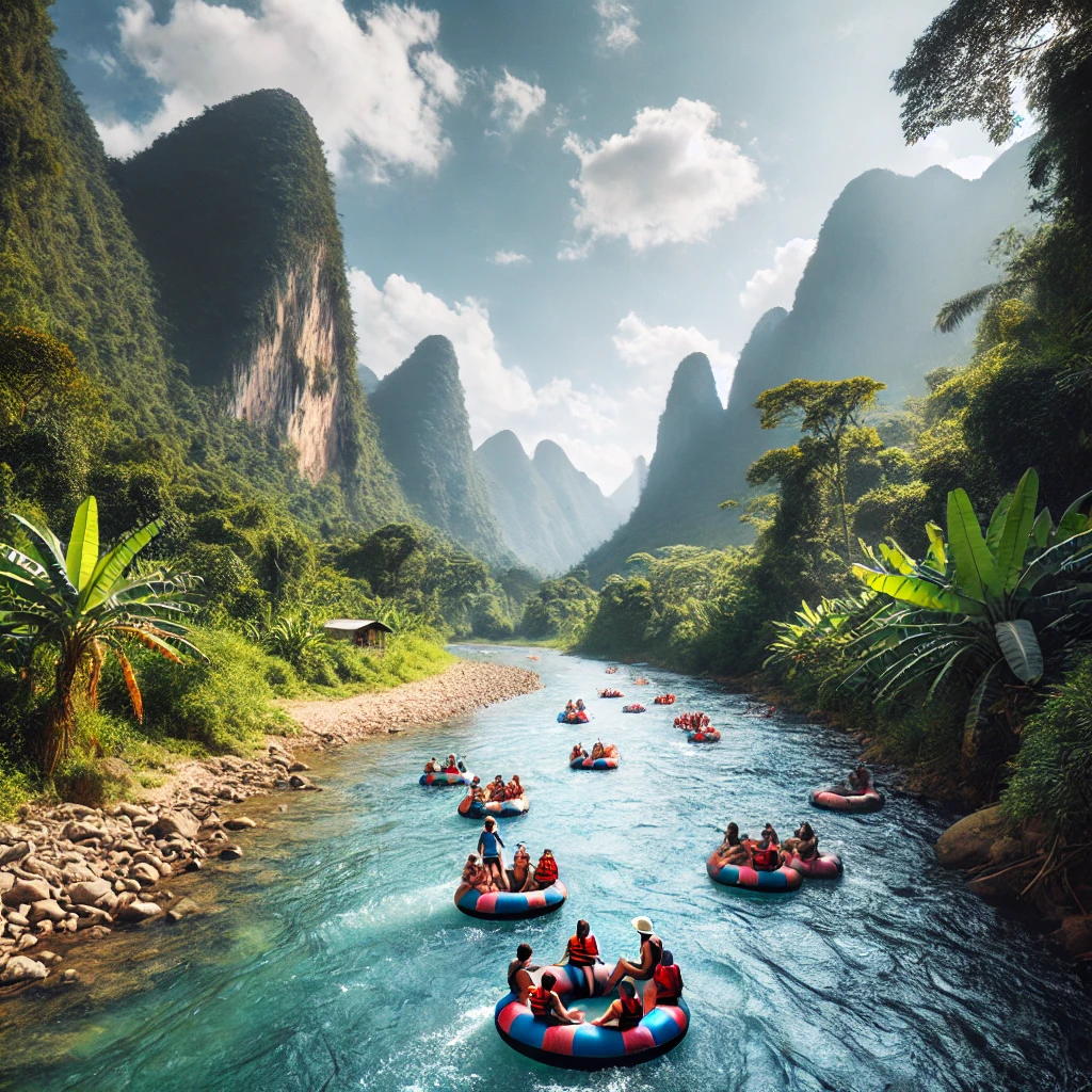 방비엥 튜빙 체험 그림