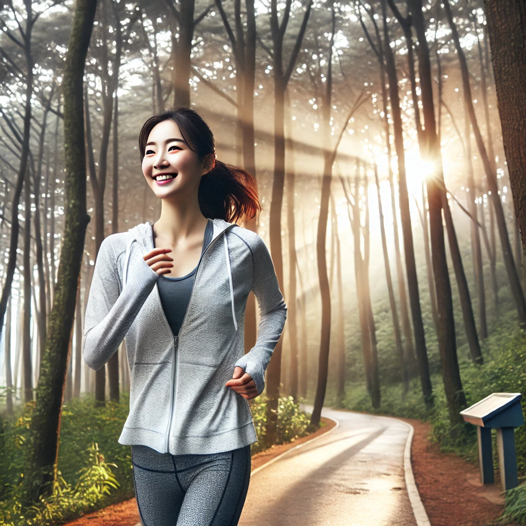 숲속 러닝 이미지