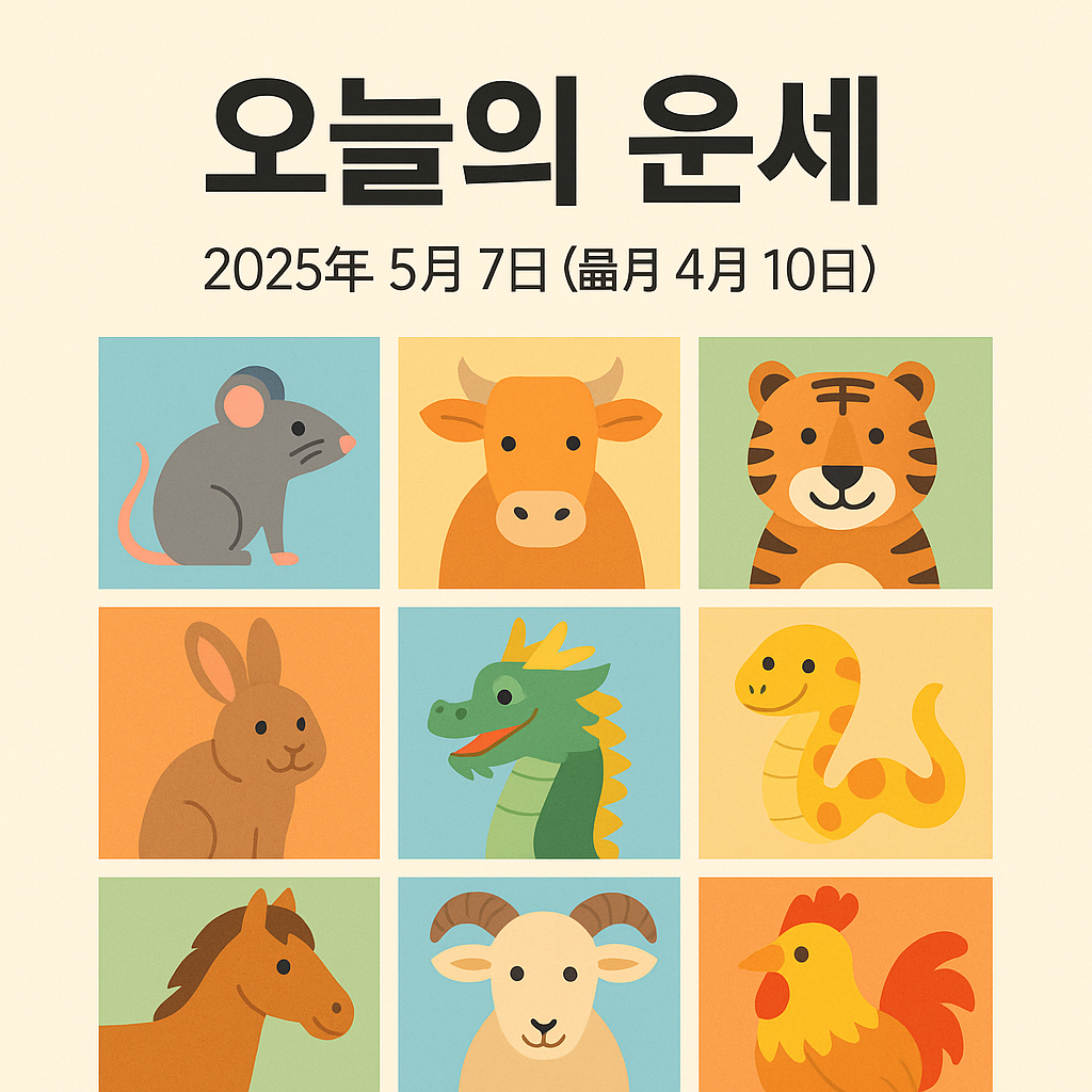 오늘의 운세 (띠별 운세, 5월 7일, 2025년)